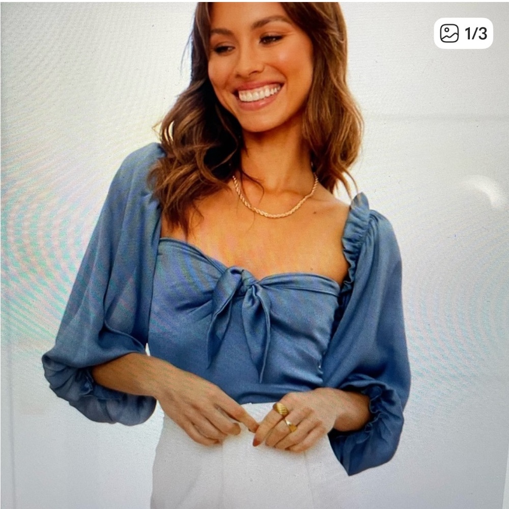 Hello Molly Blue Tie-Front Blouse
